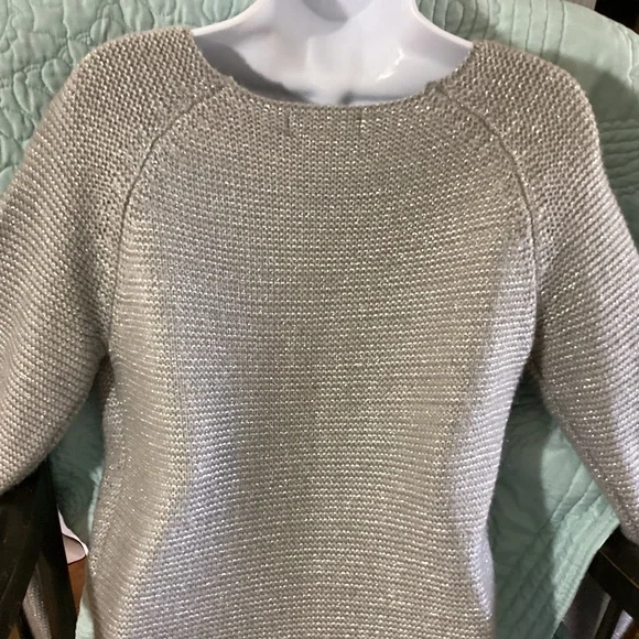 Mossimo Gray and Lurex Cozy Zip Front Cardigan Sweater - Picture 2 of 5